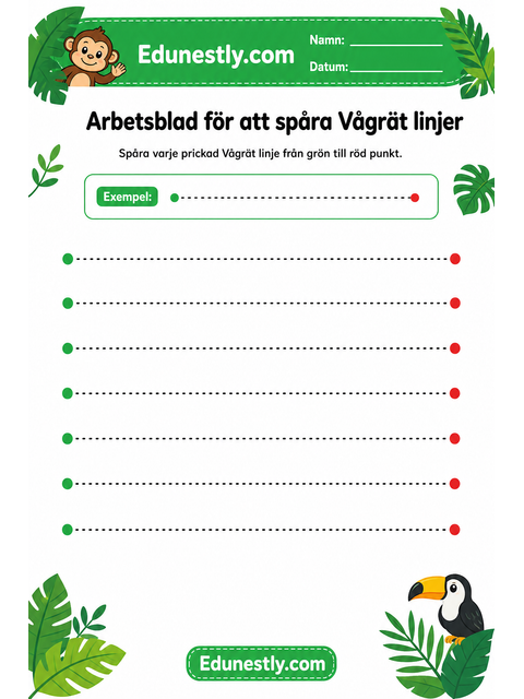 Arbetsblad för att spåra Vågrät linjer