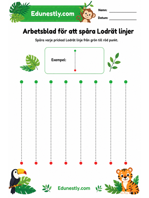 Arbetsblad för att spåra Lodrät linjer