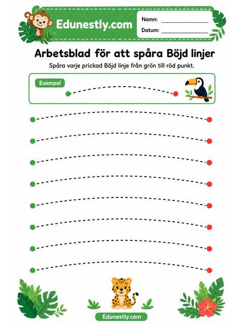 Arbetsblad för att spåra Böjd linjer