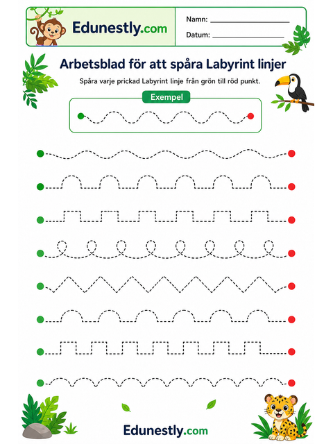 Arbetsblad för att spåra Labyrint linjer