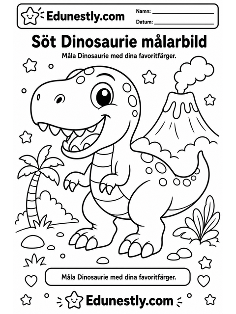 Söt Dinosaurie målarbild