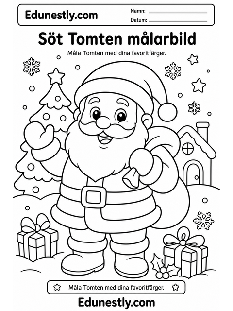 Söt Tomten målarbild