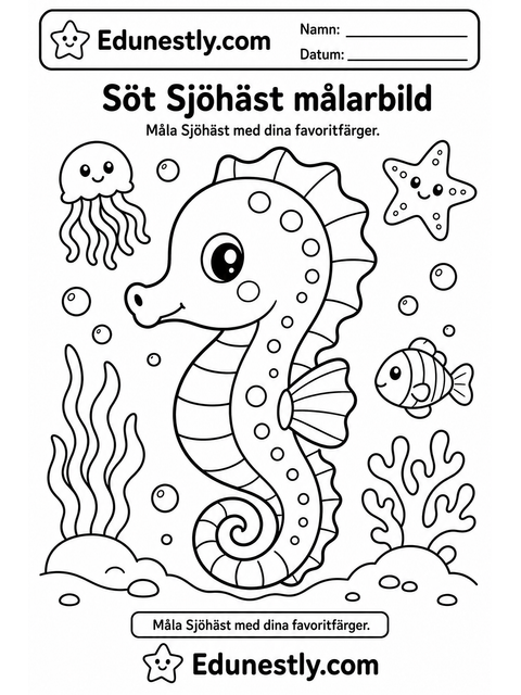Söt Sjöhäst målarbild