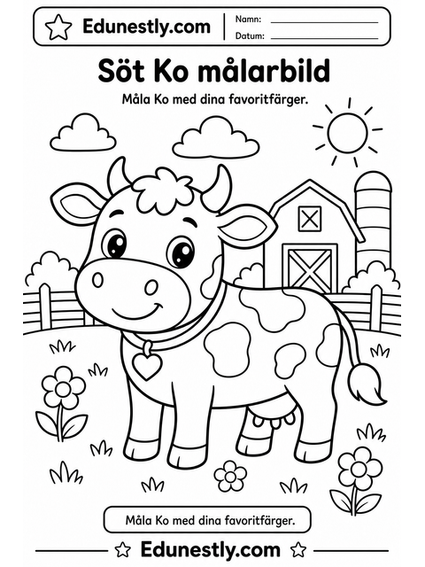 Söt Ko målarbild