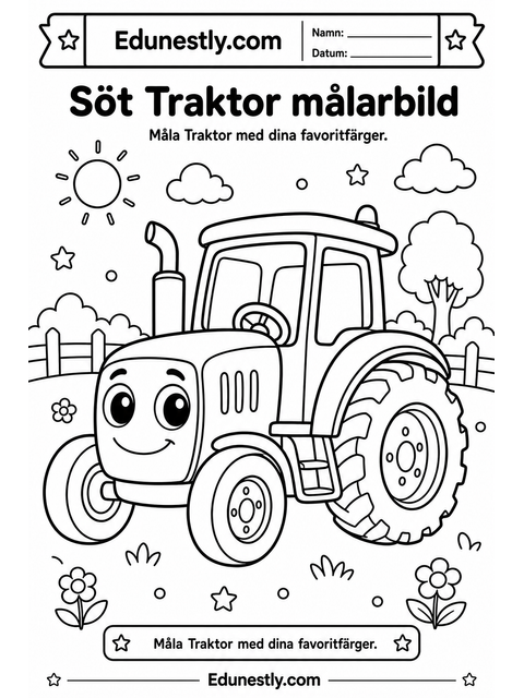 Söt Traktor målarbild