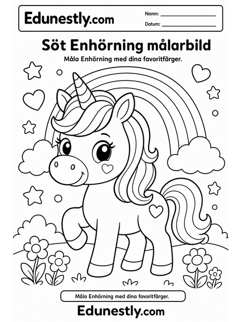 Söt Enhörning målarbild
