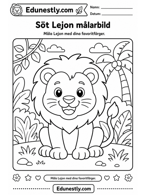 Söt Lejon målarbild