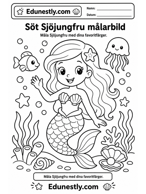 Söt Sjöjungfru målarbild
